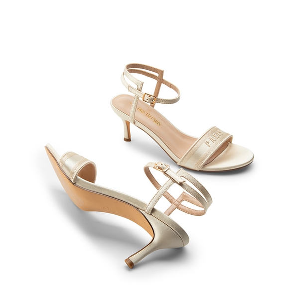 Ankle Atrap Heeled Sandals - CREAM - 5